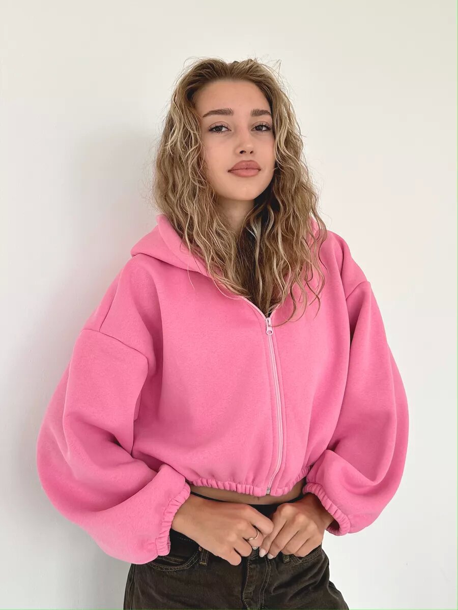 Drune | leichter kurzer Sport-Sweatshirt mit Kapuze