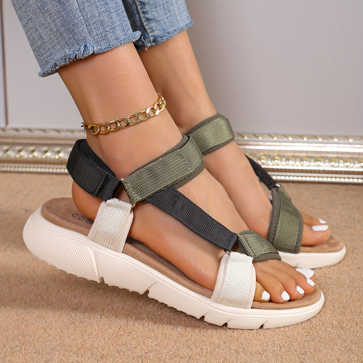 Drune | Damen Sandalen: Farbblock, Rutschfest, Elegant, Leicht, Outdoor, Sommer