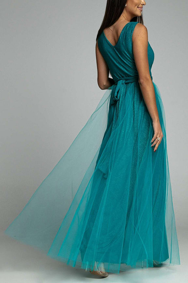Drune | It'S My Day Light Tulle Schlitz Maxi Kleid