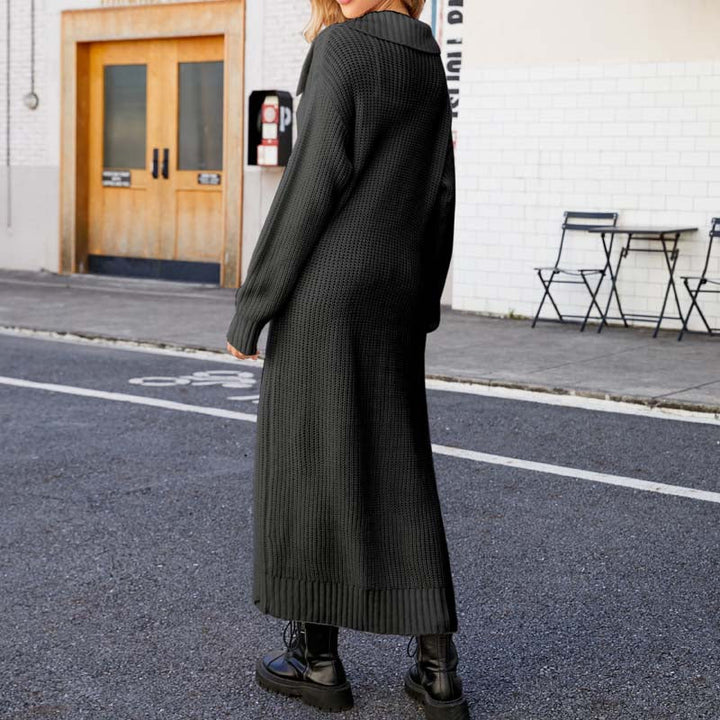 Drune | Lange, Lockere Einfarbige Strickjacke