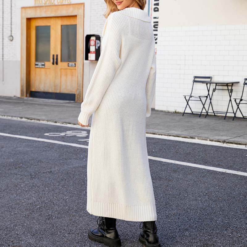 Drune | Lange, Lockere Einfarbige Strickjacke