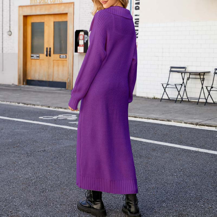 Drune | Lange, Lockere Einfarbige Strickjacke