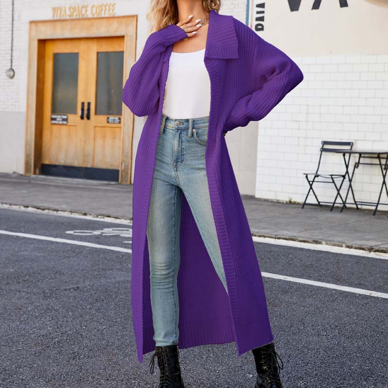 Drune | Lange, Lockere Einfarbige Strickjacke