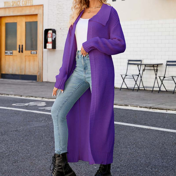 Drune | Lange, Lockere Einfarbige Strickjacke