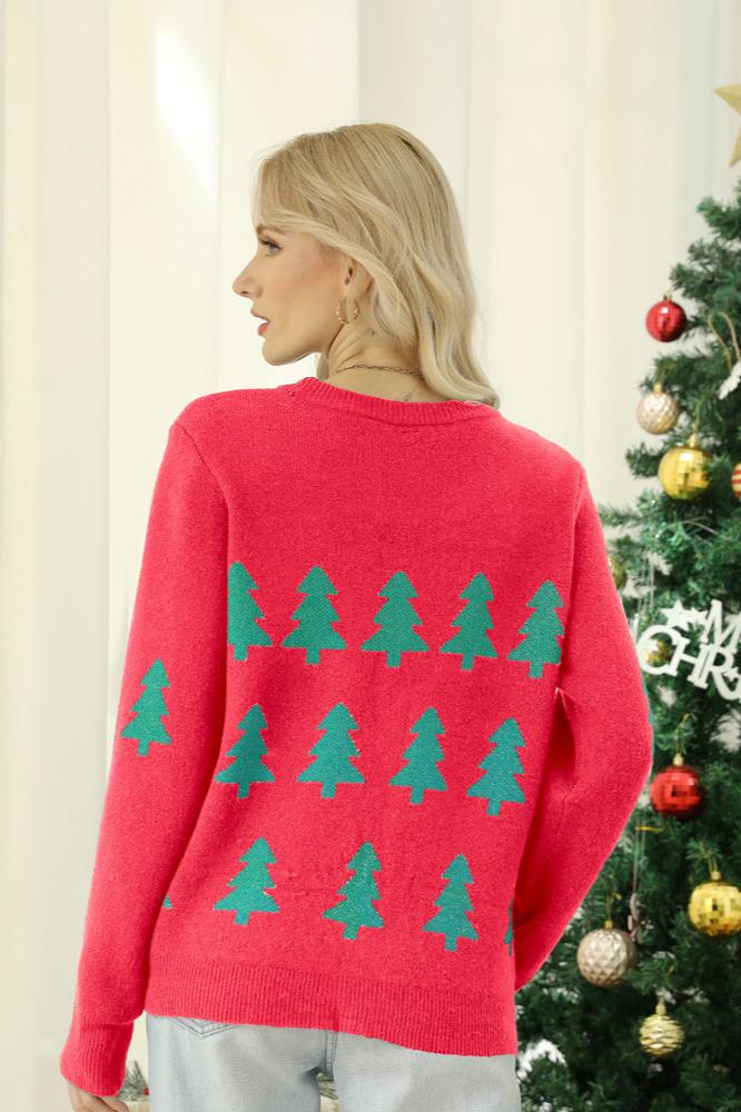 Drune | Funkelnder Pailletten Weihnachtbaum Strickpullover
