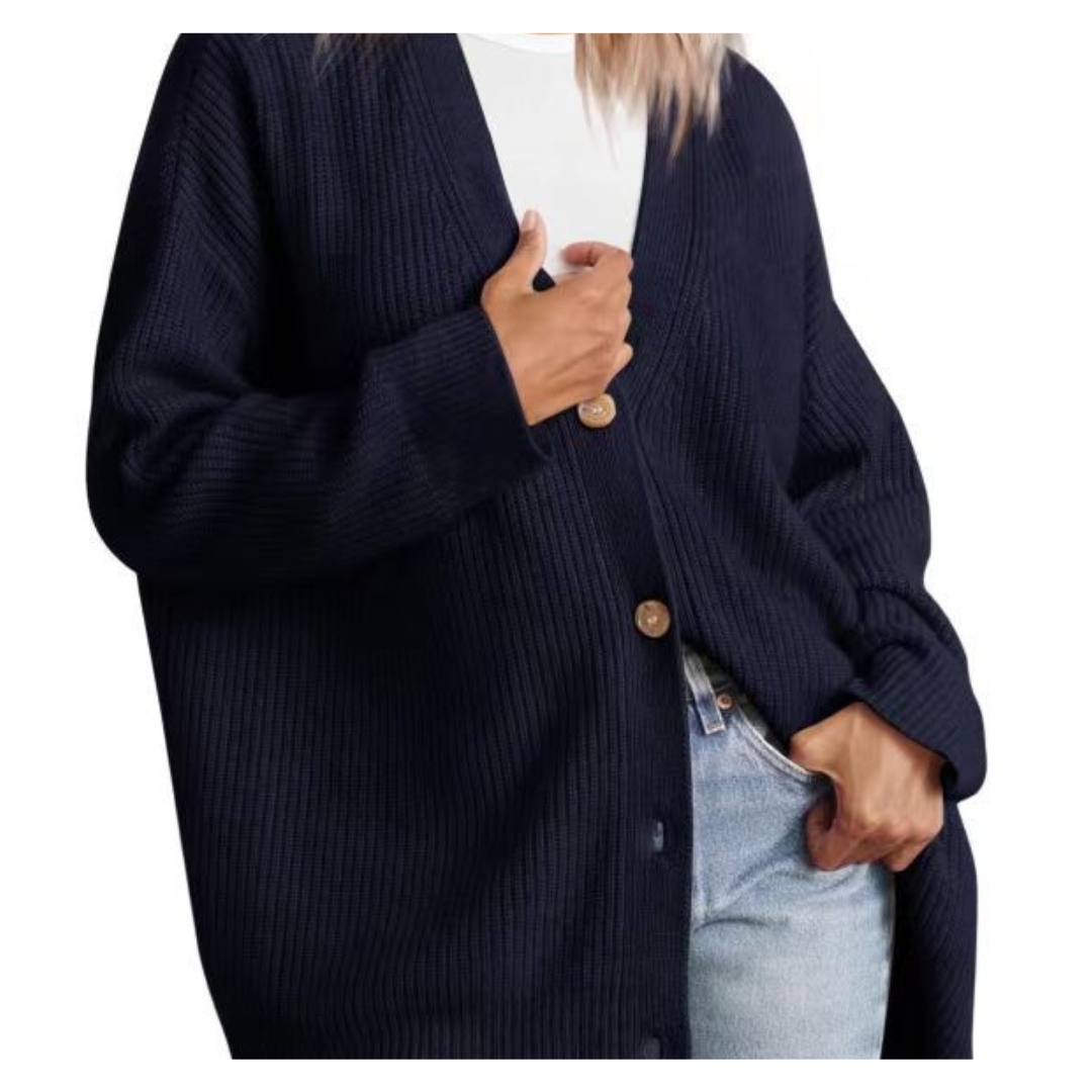 Drune | Schicke Übergroße Strickjacke Mit Knöpfen Für Damen