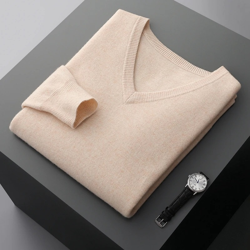 Drune Herren Pullover V-Ausschnitt langarm Strick