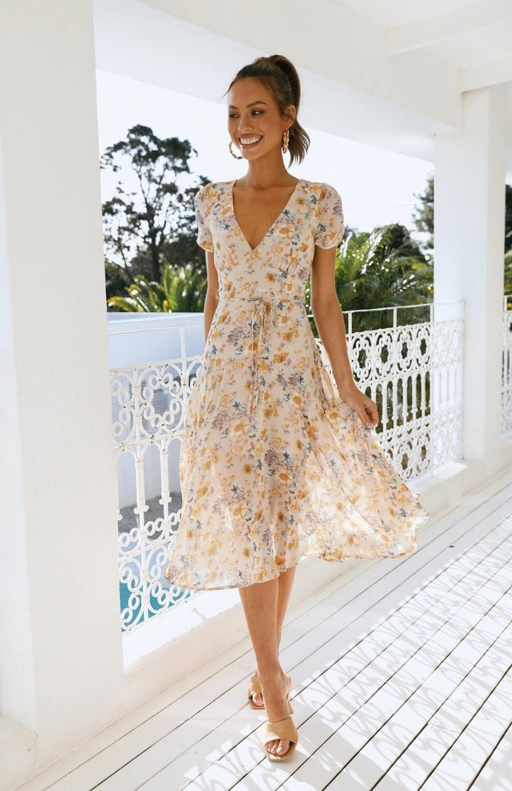 Drune | Kleid in Midi Länge, Ideal Für Frühling Und Den Täglichen Gebrauch