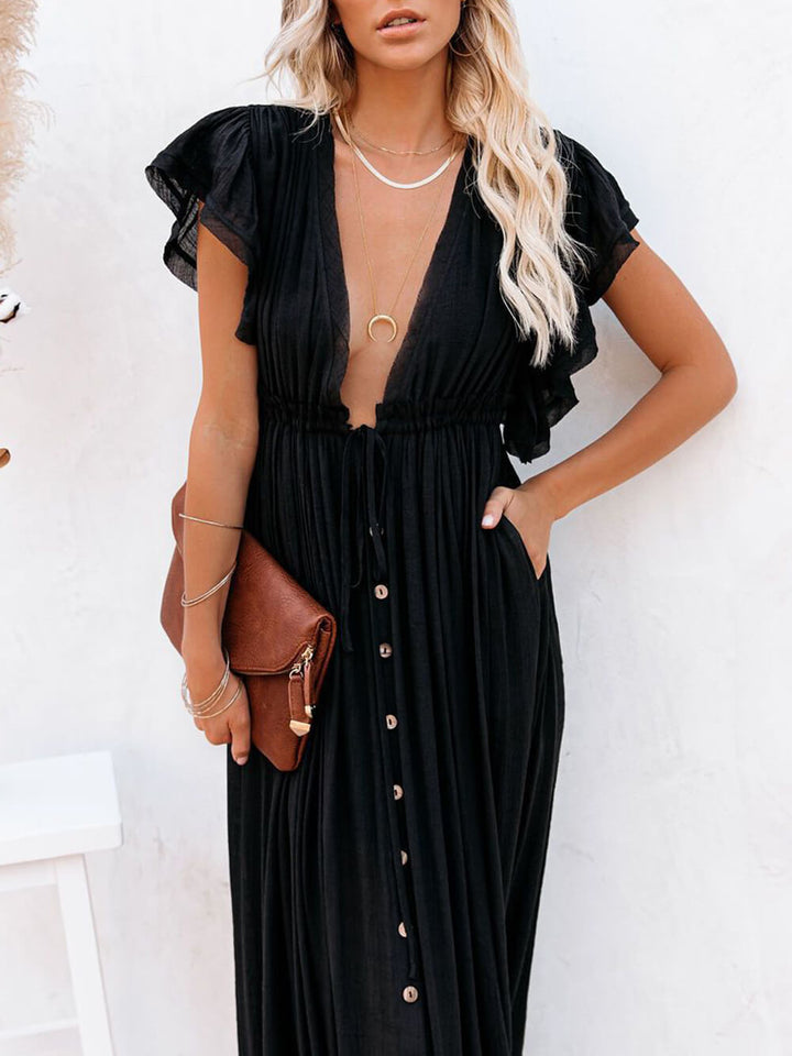Drune | Stilvolles Maxikleid mit Flatterärmeln für Frauen