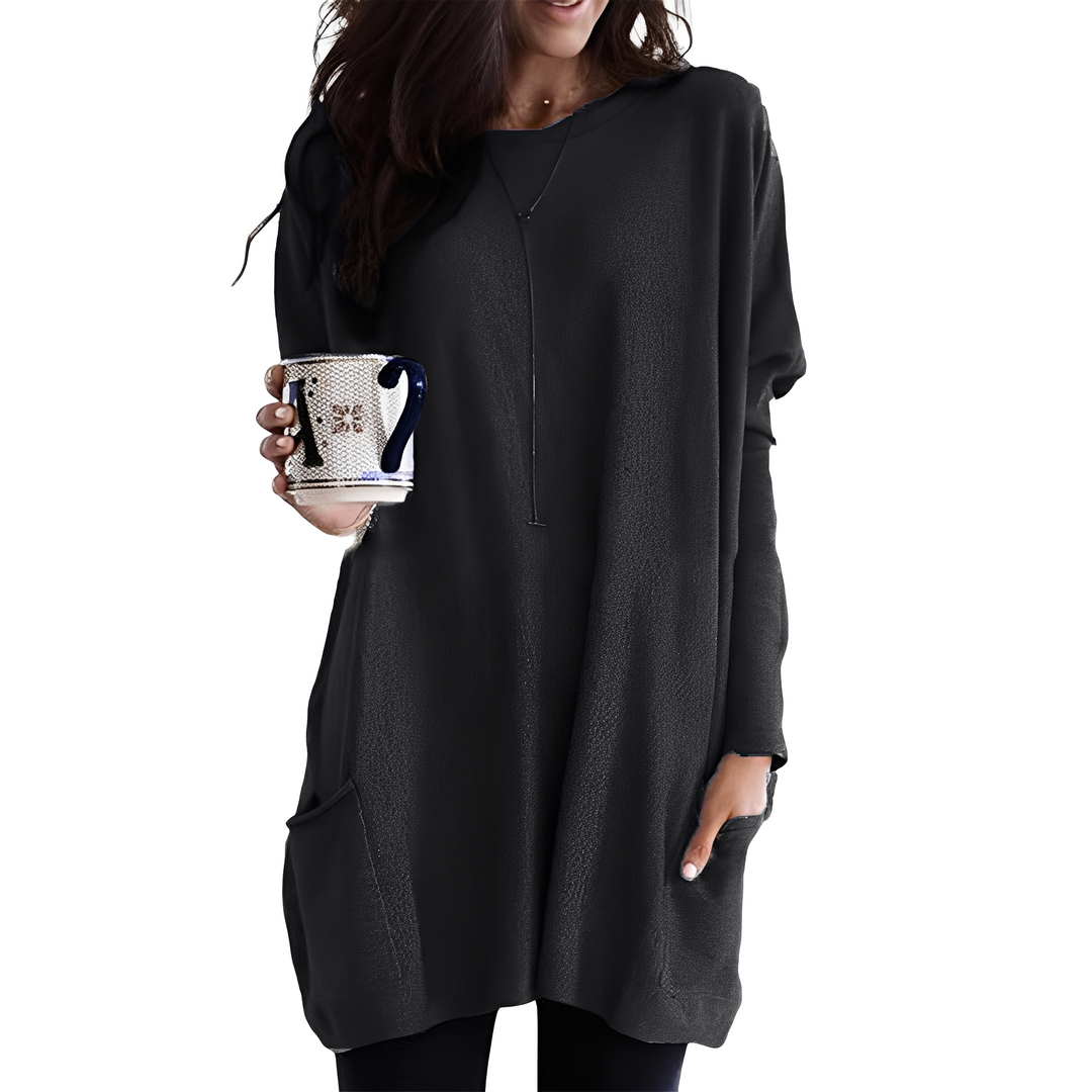 Drune | Bequemer langer Damenpullover mit Taschen