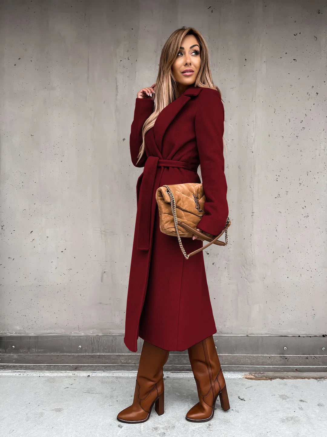 Drune | Stilvolle Wollmischung Damenjacke mit Gürtel
