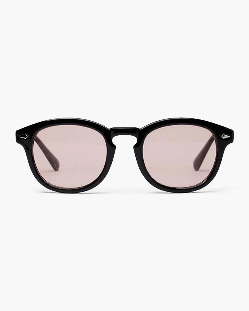 Drune | Schwarzer Rahmen Runde Sonnenbrille Für Männer