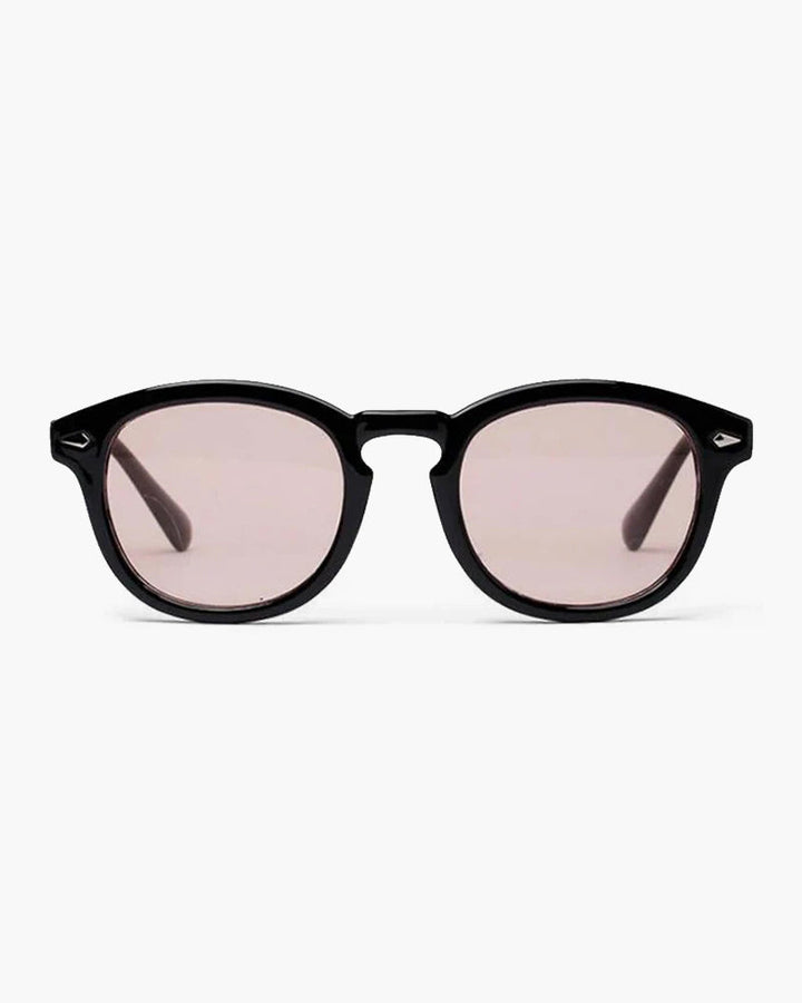 Drune | Schwarzer Rahmen Runde Sonnenbrille Für Männer