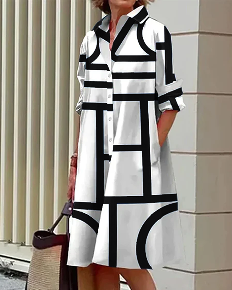 Drune | Kleid mit Taschen und Geometrischem Druck