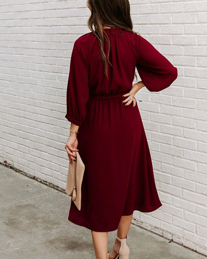 Drune | Einfarbiges Kleid mit Rundhalsausschnitt