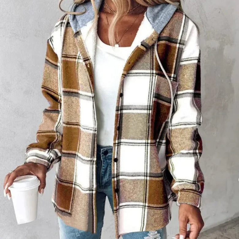 Drune | Kariertes Kapuzen-Sommerjacke für Damen