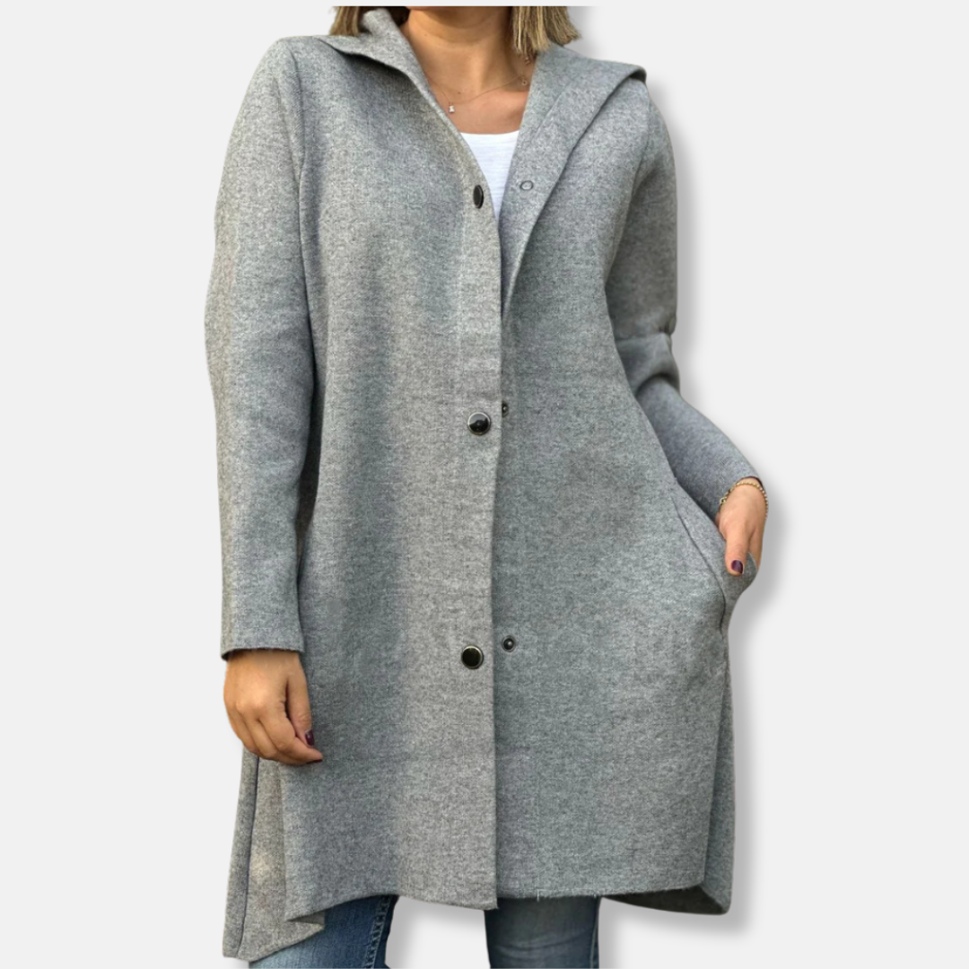 Drune | Wollmischung Relaxed Fit Kapuze Druckknopfschluss mittellange