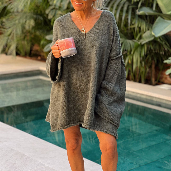 Drune | Locker Gestrickter Damenpullover mit V-Ausschnitt