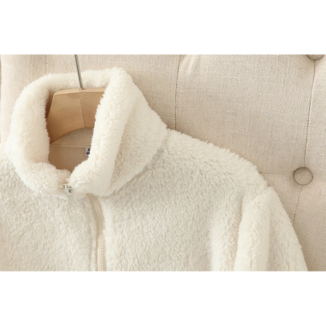 Drune | Weiche Sherpa Zip up Hohe Kragenjacke, Fleeceweste
