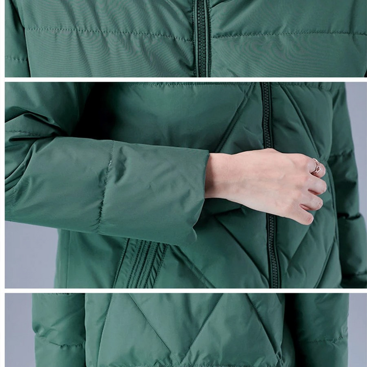 Drune | Elegante unifarbene gerippte gesteppte Jacke mit Reißverschluss ideal für Herbst/Winter