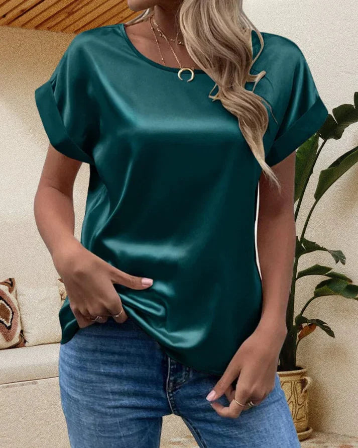 Drune | Glänzende Satin Freizeitbluse