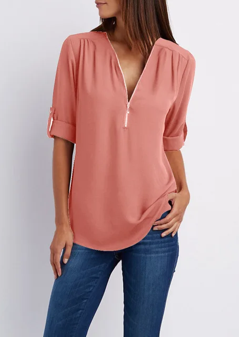 Drune | Chiffonbluse mit Reißverschluss