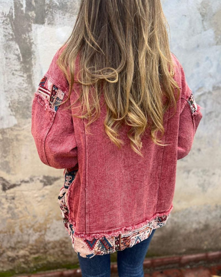 Drune | Jeansjacke mit Ethnischen Details