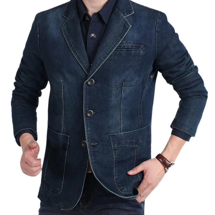 Drune | Herren Denim Baumwolle Blazerjacke