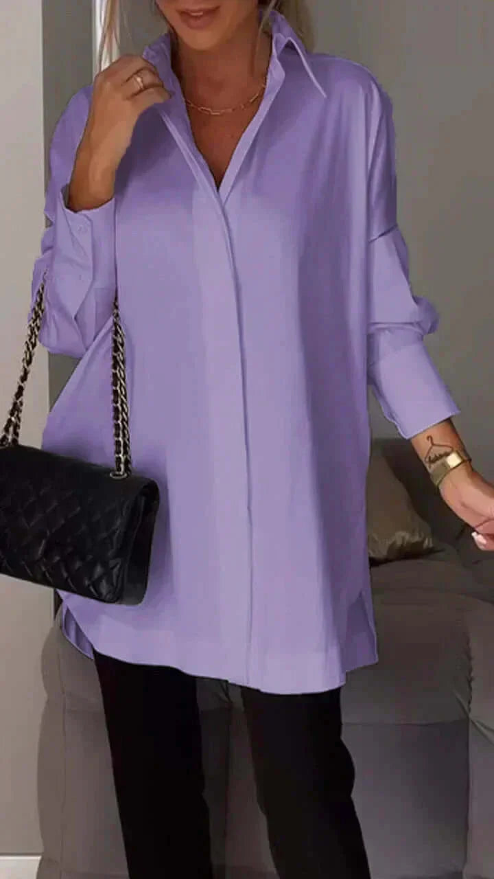 Drune | Oversized Shirt Bluse mit gerollten Ärmeln