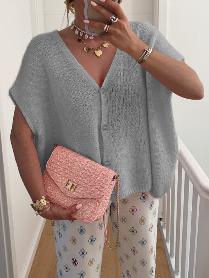 Drune | V-Ausschnitt Kurzarm Cardigan