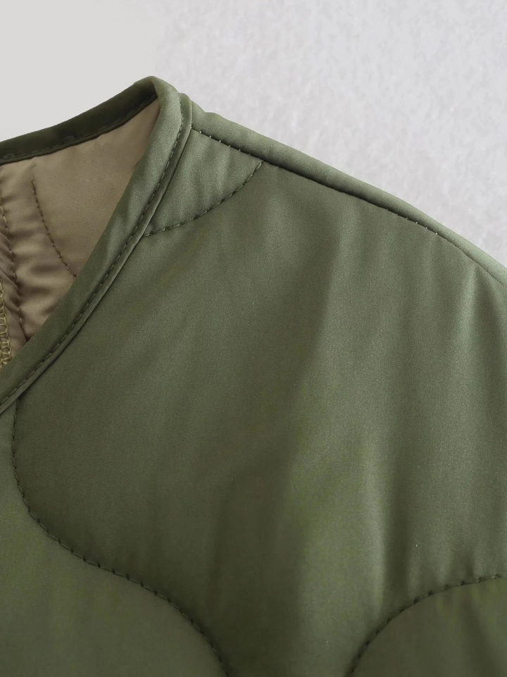 Drune | Trendy Olivgrüne Oversized Steppjacke für einen stilvollen Look Ideal für Herbst/Winter