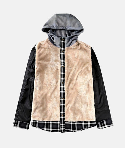 Drune | Kariertes Flanelljacke mit Kapuze und Futter aus Kunstfell