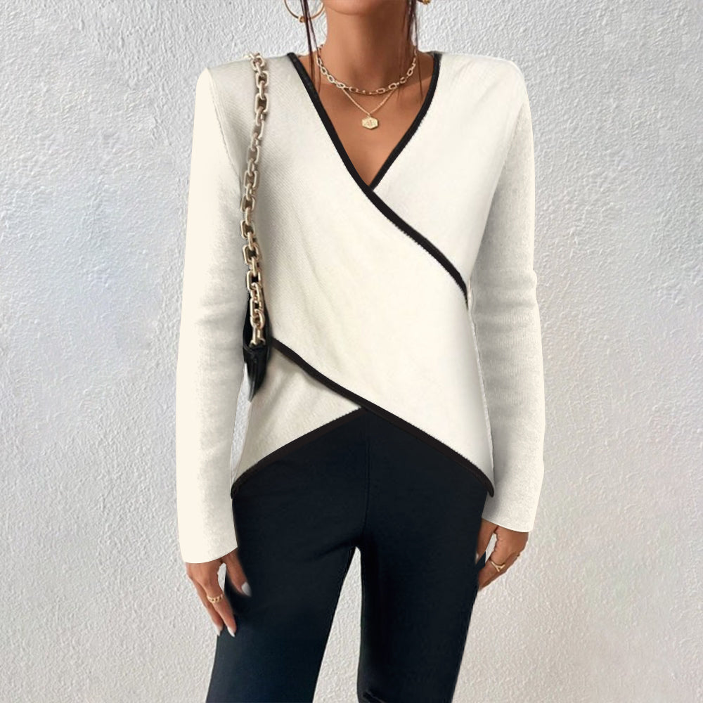 Drune | Schicke Damen Wickelbluse mit Elegantem Pullover Look