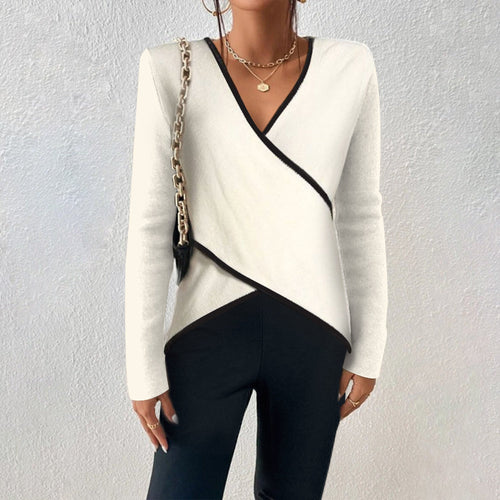 Drune | Schicke Damen Wickelbluse mit Elegantem Pullover Look