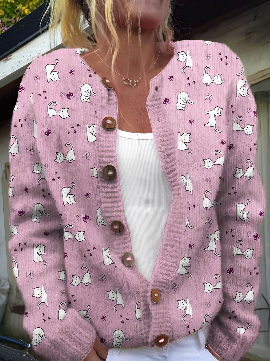 Drune | Stilvolle Strickjacke mit Blumenmuster für Frauen