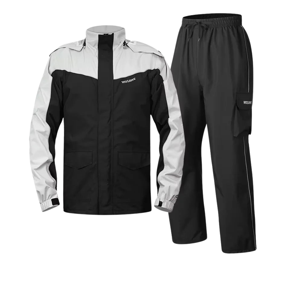 Drune | Herren Motorrad Regenjacke wasserdicht - Reflektierend schwarz/grün S-2XL