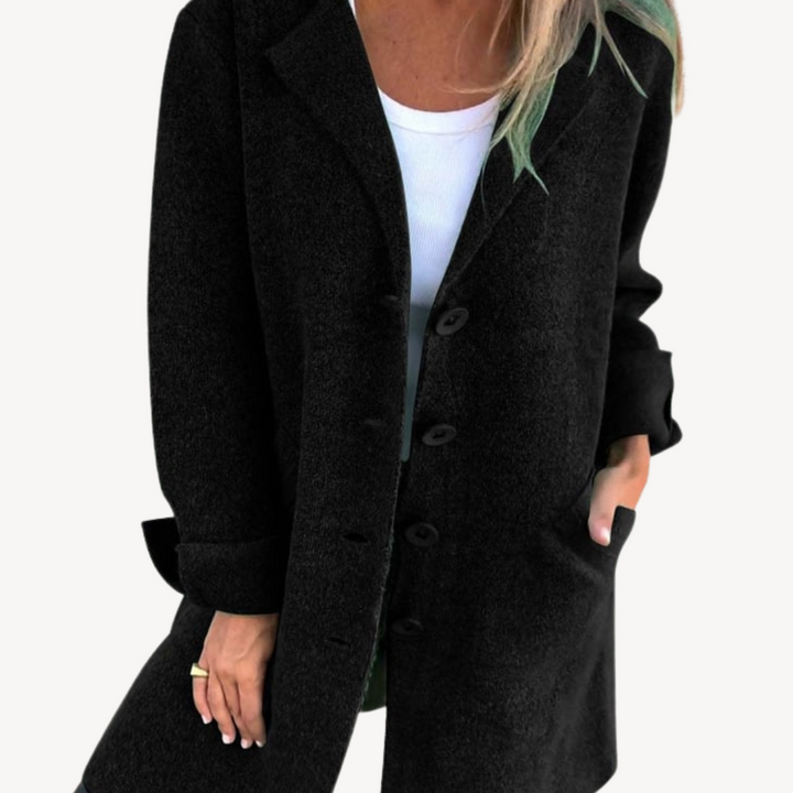 Drune | Frauen Wollmischung Langjacke mit Knopfverschluss
