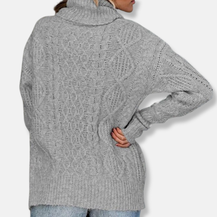 Drune | Rollkragenpullover - Kabelstrick Tunika-Längenpullover