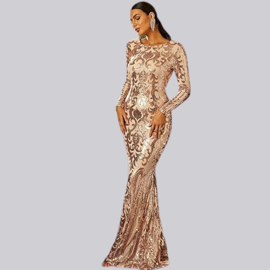 Drune | Abendkleid mit langen Ärmeln und Pailletten