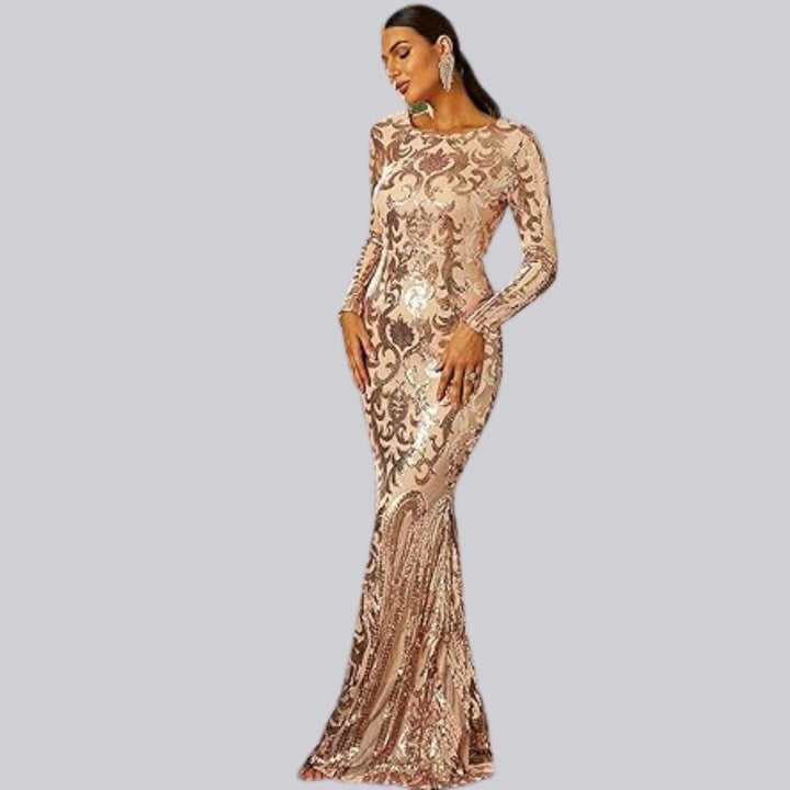 Drune | Abendkleid mit langen Ärmeln und Pailletten