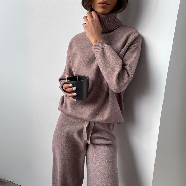 Drune | Bequemes 2-Teiliges Set Aus Rollkragenpullover Und Langer Hose