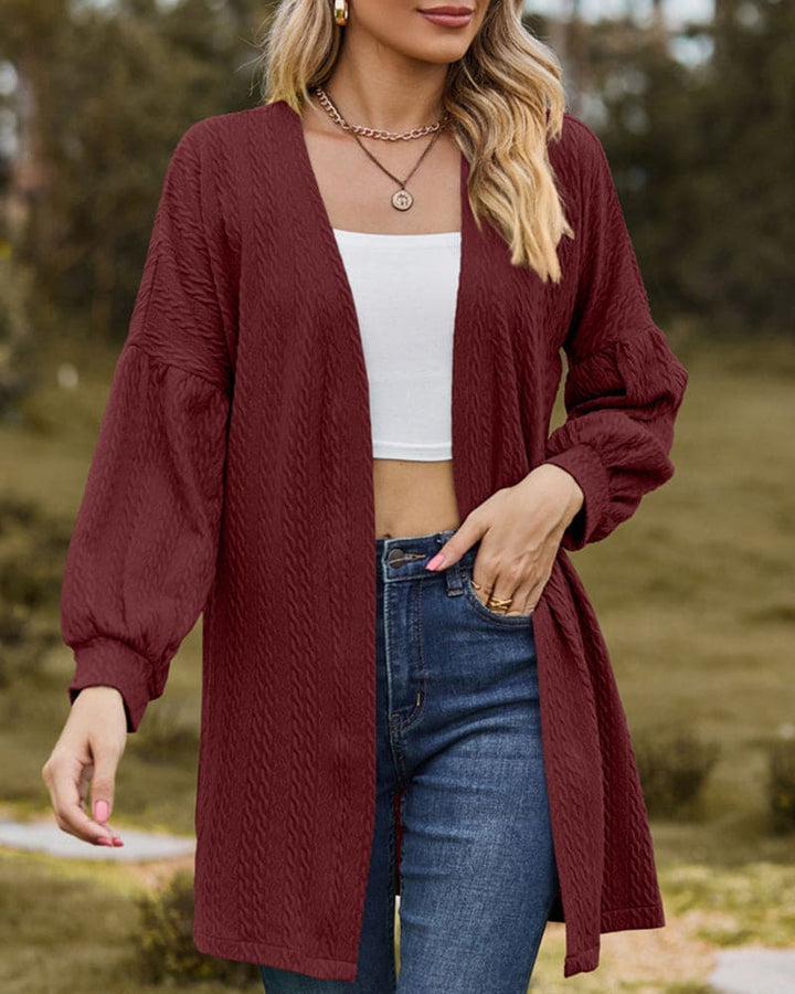 Drune | stilvoller strukturierter Cardigan mit Laternenärmeln
