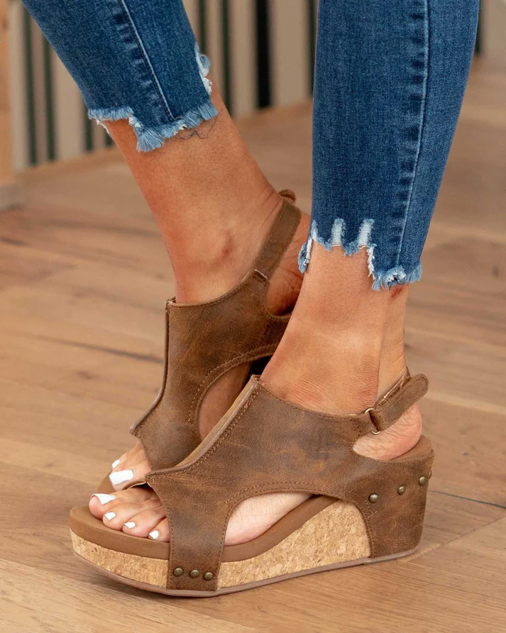 Drune | Trendige Damensandalen Mit Keilabsatz Und Ergonomischem Fußbett