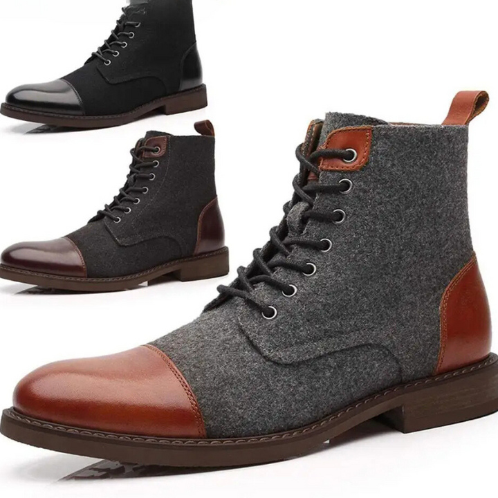 Drune | Stylische Herrenschuhe Stiefel Mit Leder Und Stoffeinsatz