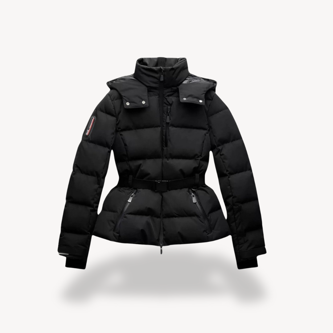 Drune | Damen Gepolsterte Daunenjacke mit Kapuze und Gürtel Gemütlicher Stil