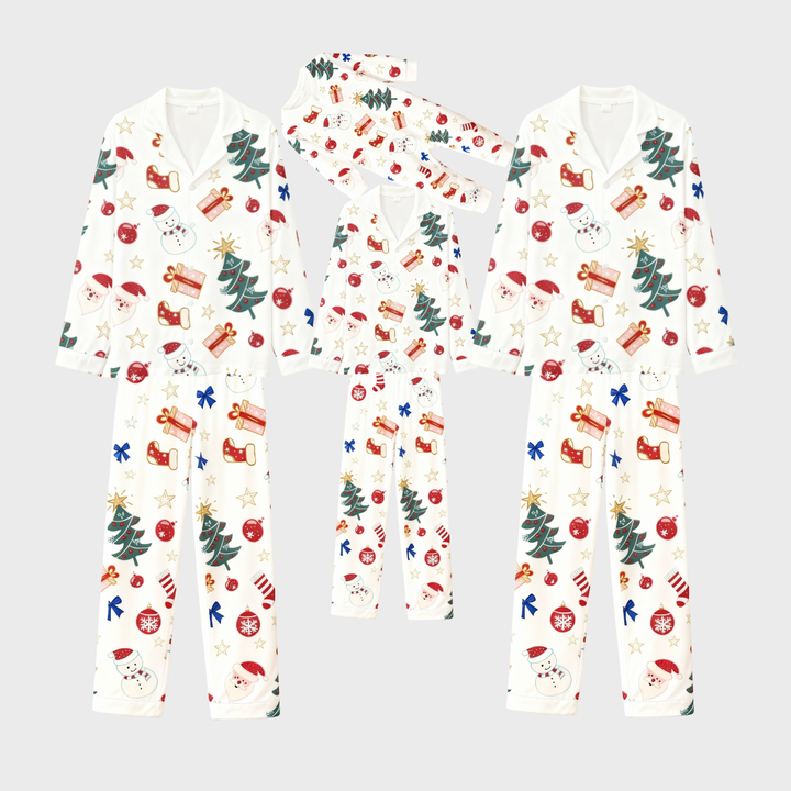 Drune | Weihnachtskragen Button-Up Schlafanzug Set für die Familie