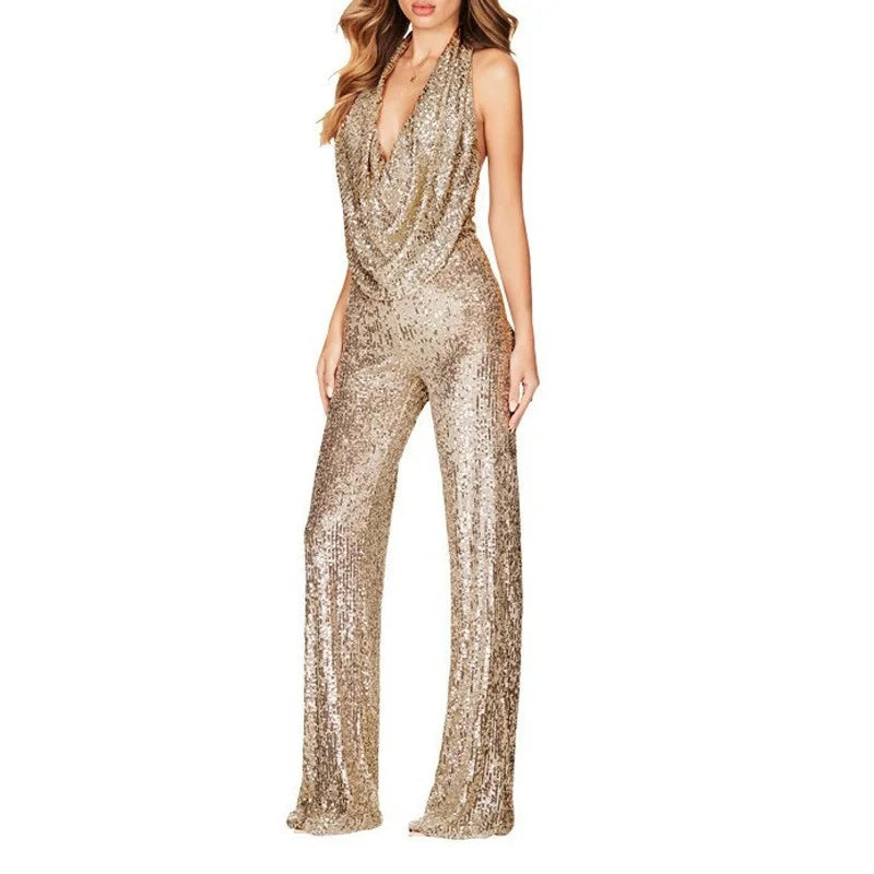 Damen eleganter Glitzer-Jumpsuit Drune