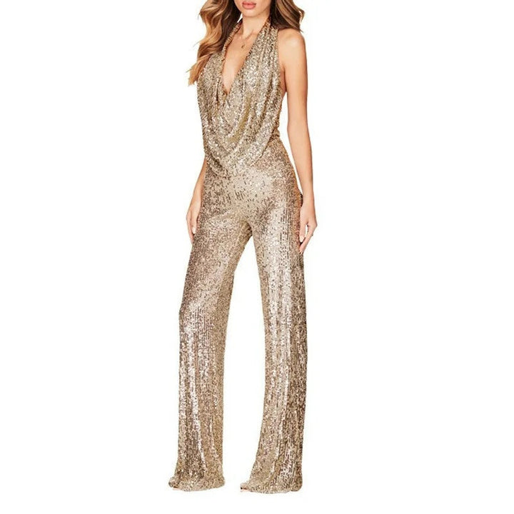 Damen eleganter Glitzer-Jumpsuit Drune