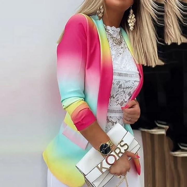 Drune | Damen Ombre Offene Front Blazer, Lange Ärmel, Lässige Passform