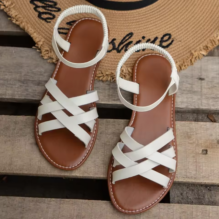 Drune | Elegante Leder Damen Sandalen Flacher Schuh